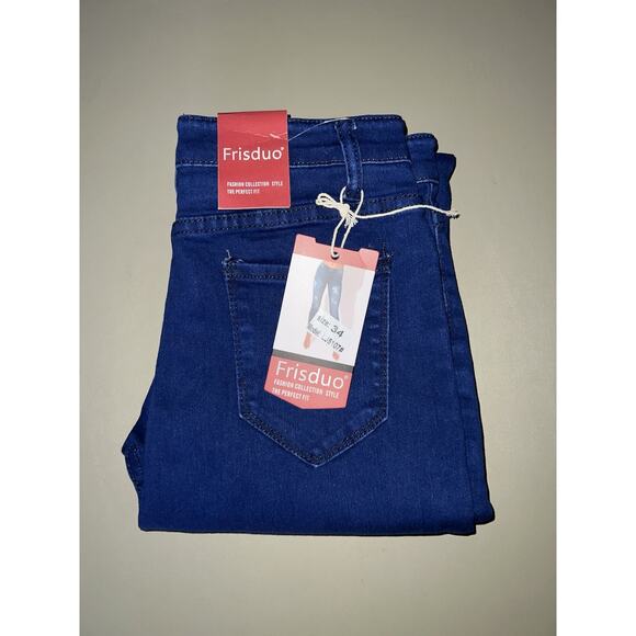 Frisduo Denim Blue Jeans Distressed Women’s Size 34 - Picture 1 of 12